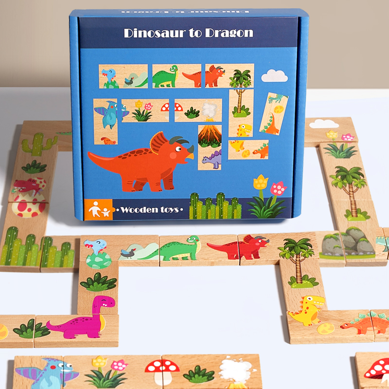 Board Game Oath - Domino de dinosaurio de madera, ajedrez