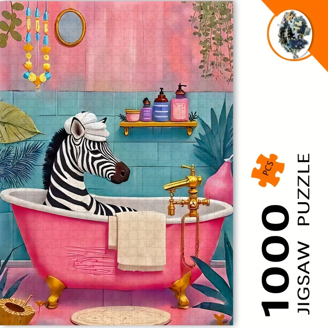 Jigsaw Puzzle Adult - Rompecabezas de cebra en baño de