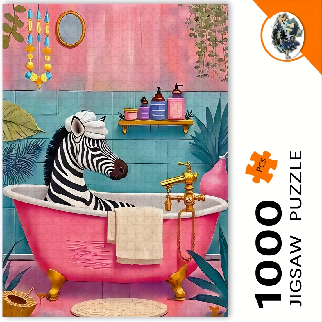 Rompecabezas de cebra en baño  - Jigsaw Puzzle Adult reseña y precio